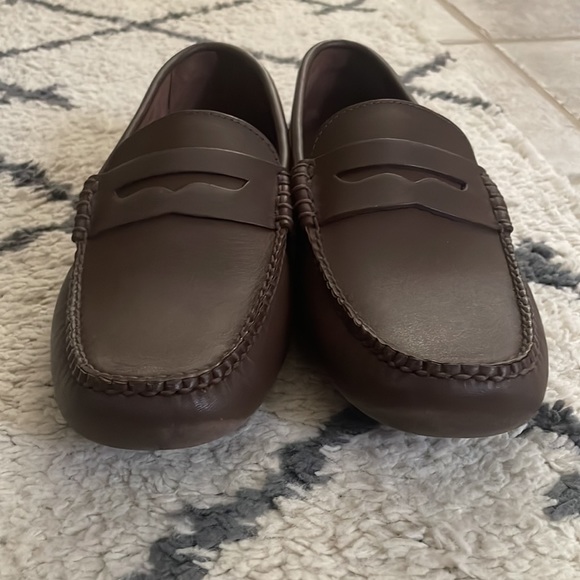 J Crew Factory Men’s Leather Driving Shoes in Dark Cognac Brown Size 9 - Picture 7 of 8